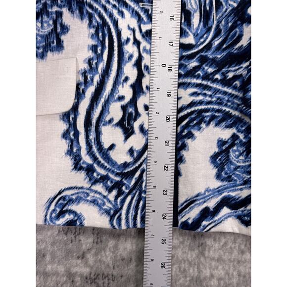 Chicos Jacket 1 / Medium Womens Linen White & Blue Paisley Spring Summer - Picture 6 of 7